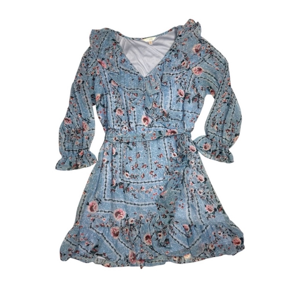 LC Lauren Conrad Blue and Pink Floral Mini Dress
